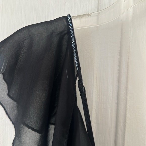 Betsey Johnson Vintage Y2K Sheer Black Over Beige Beaded Gown NWT - Picture 13 of 15